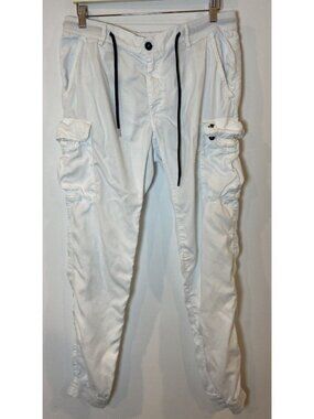 Mason's Cargo Jogger Pants Italian Loycell White Black Size 54 US 38